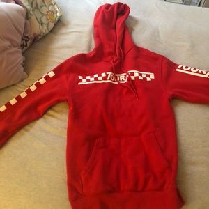 Red Justin Bieber tour sweatshirt